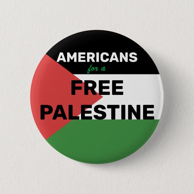 BADGE ROND 5 CM AMÉRICAINS POUR UN DRAPEAU PALESTINE GRATUIT ROUGE (Devant)