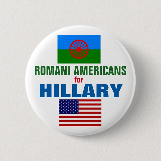 Badge Rond 5 Cm Américains Romani pour Hillary 2016 (Devant)