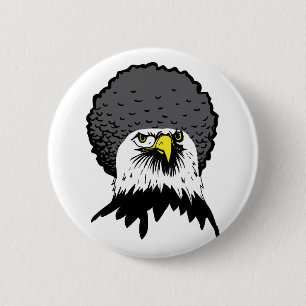 Badge Rond 5 Cm American Bald Eagle Afro Funny Button Badton Pin