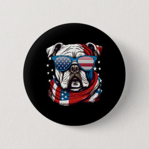 Badge Rond 5 Cm American Bulldog Patriotique 4 juillet Amoureux de