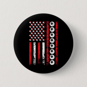 Badge Rond 5 Cm American Cue Sports Drapeau Noël Billard Athle