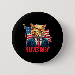 Badge Rond 5 Cm American Flag Cat Dans Suite Donald Trump Neuf Vit