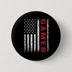 Badge Rond 5 Cm American Flag Funny Gamer Jeux Vidéos Cadeaux Garç