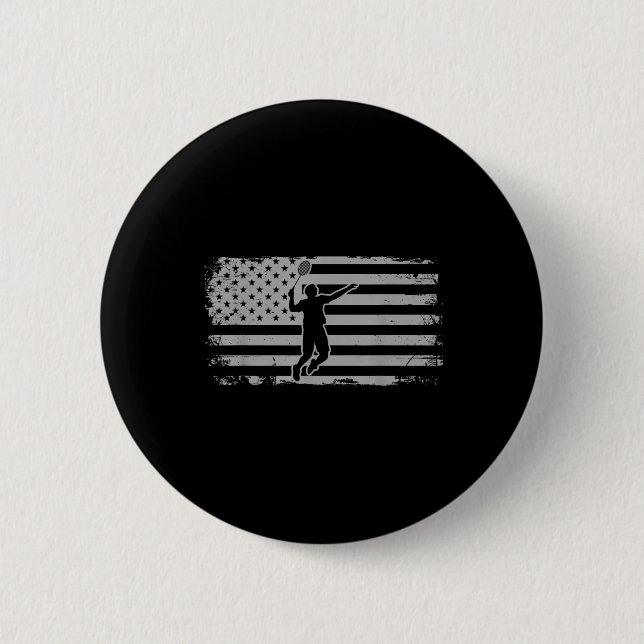 Badge Rond 5 Cm American Flag Shuttle Badminton  (Devant)