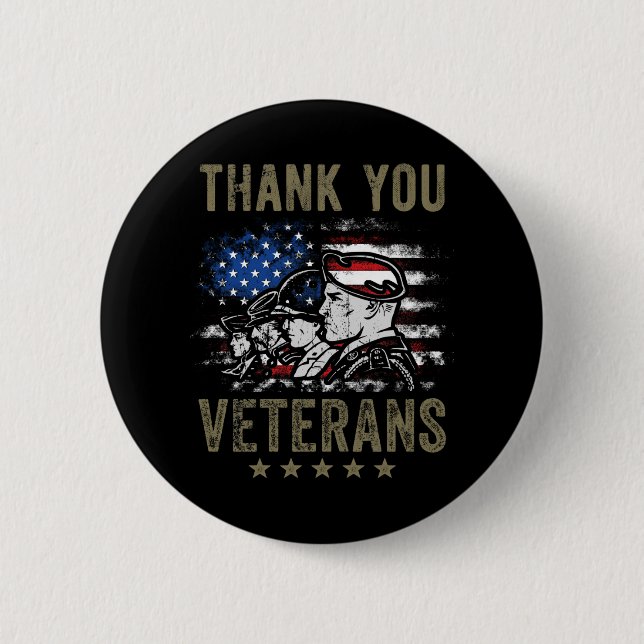 Badge Rond 5 Cm American Flag Veteran Day Thank You for Your Servi (Devant)