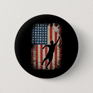 Badge Rond 5 Cm American Flag Volant de badminton Art Sports