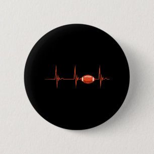Badge Rond 5 Cm American Football Heartbeat Ecg Pulse Ball Sport
