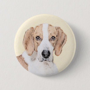 Badge Rond 5 Cm American Foxhound Painting - Joli art original chi