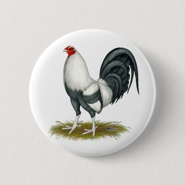 Badge Rond 5 Cm American Game Silver Blue Gamecock (Devant)