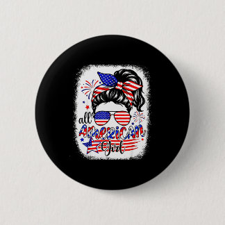 Badge Rond 5 Cm American girl usa flag 4th july women kids patriot