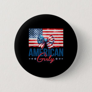 Badge Rond 5 Cm American Girly Happy 4 juillet Coquette Bow Amer
