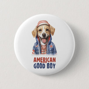 Badge Rond 5 Cm American GoodBoy Dog US Jacket 4 juillet