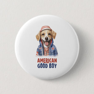 Badge Rond 5 Cm American GoodBoy Dog US Jacket en juillet