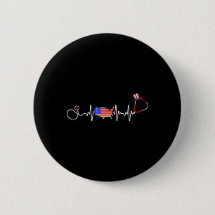 Badge Rond 5 Cm American Nurse 4 juillet Usa Drapeau Carte Patriot