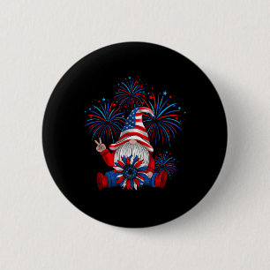 Badge Rond 5 Cm American Patriotic Gnome Usa Independence Day 4e
