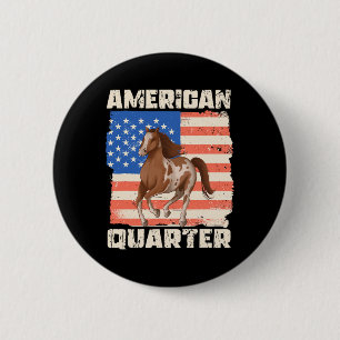 Badge Rond 5 Cm American Quarter Usa Drapeau Cheval Équitation F
