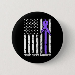 Badge Rond 5 Cm American Usa Drapeau Crohns Mois de sensibilisatio