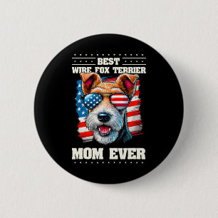 Badge Rond 5 Cm American Usa Flag Wire Fox Terrier 4 juillet Pat