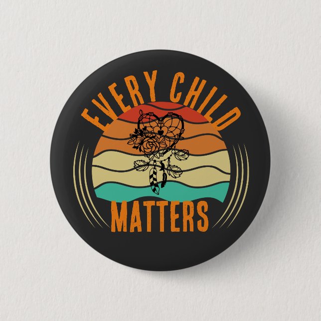 Badge Rond 5 Cm Amérindien Indien de la Journée Orange (Devant)