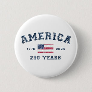 Badge Rond 5 Cm Amérique 250 Ans Drapeau États-Unis USA 4 juillet