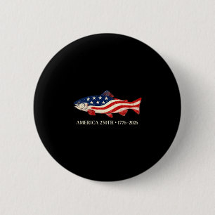 Badge Rond 5 Cm Amérique 250e 1776 2026 pêche patriotique truite