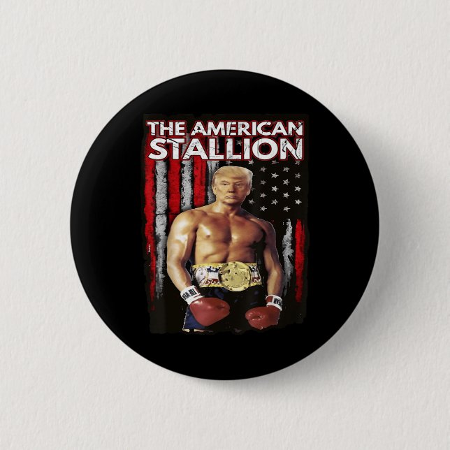 Badge Rond 5 Cm Amérique Boxer Trump Rocky Trump mème Trump 2024, (Devant)