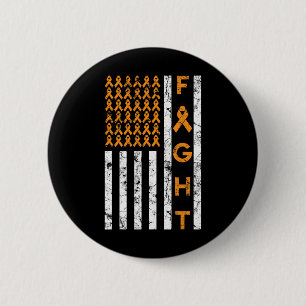 Badge Rond 5 Cm Amérique Drapeau Orange Ribbon Leucémie