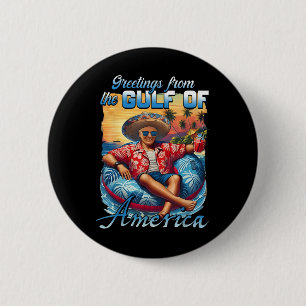 Badge Rond 5 Cm Amérique du Golfe des États-Unis Salutation Trump