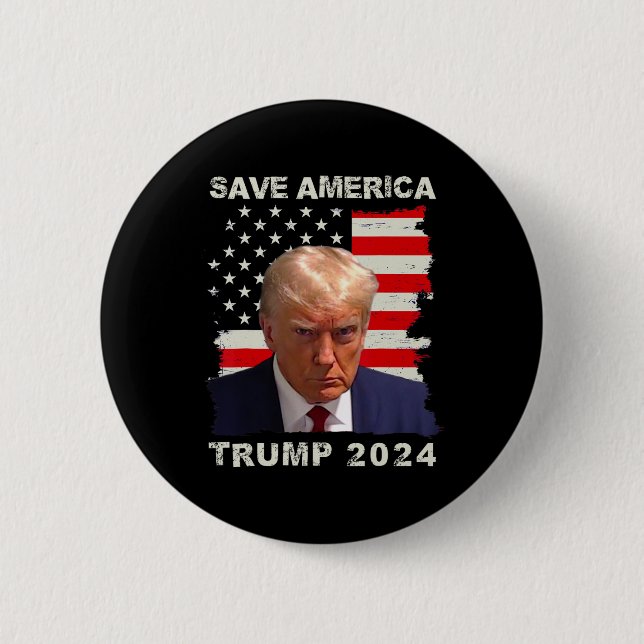 Badge Rond 5 Cm Amérique Libérez Trump Mug Shot 2024 drapeau améri (Devant)