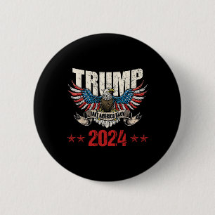 Badge Rond 5 Cm Amérique Retour US Drapeau Américain Trump 2024 Ho