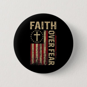 Badge Rond 5 Cm Amérique US Drapeau La Foi Sur La Peur Prière Chri
