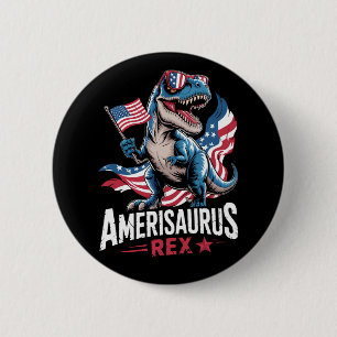 Badge Rond 5 Cm Amerisaurus T Rex Dinosaure 4 Juillet États-Unis A