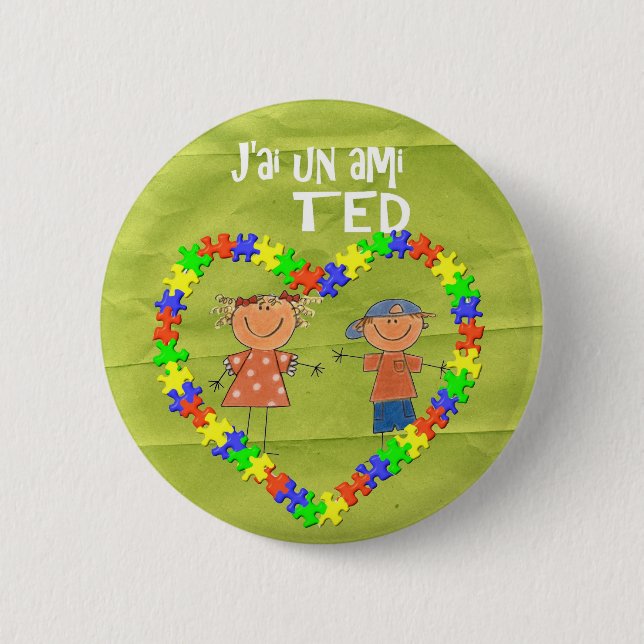 Badge Rond 5 Cm ami TED de l'ONU de j'ai (Devant)