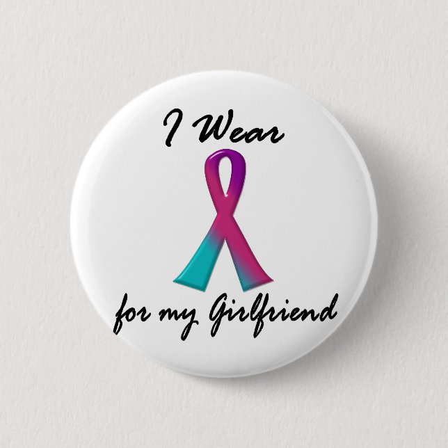 Badge Rond 5 Cm Amie du RUBAN 1 THYROÏDE d'USAGE du cancer de la (Devant)