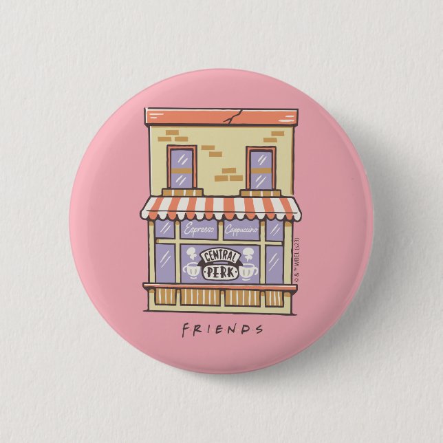 Badge Rond 5 Cm AMIS™ | Central Perk Cartoon Coffee Shop (Devant)