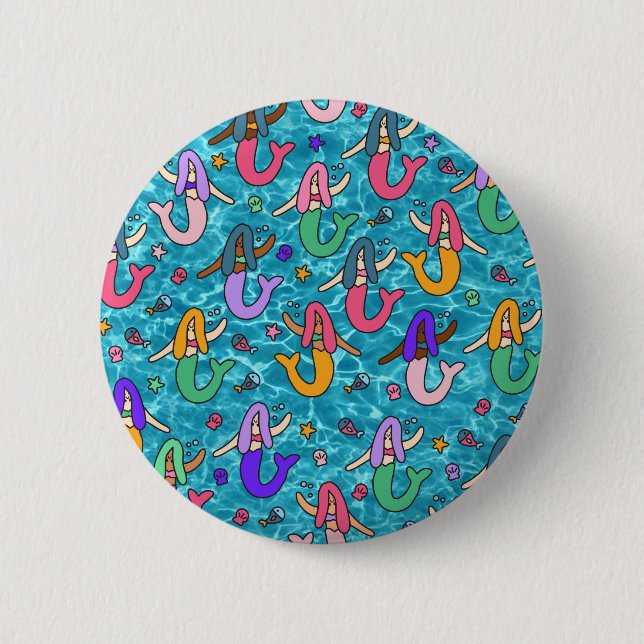 Badge Rond 5 Cm Amis de Mermaid (Devant)