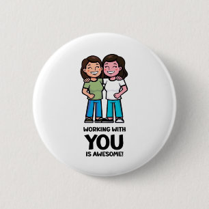 Badge Rond 5 Cm Amis du travail - Deux femmes Classique
