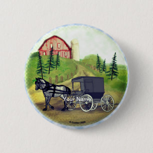 Badge Rond 5 Cm Amish Buggy de retour