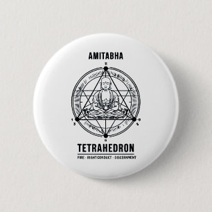Badge Rond 5 Cm Amitabha Bouddha Tetrahedron - Géométrie sacrée &a
