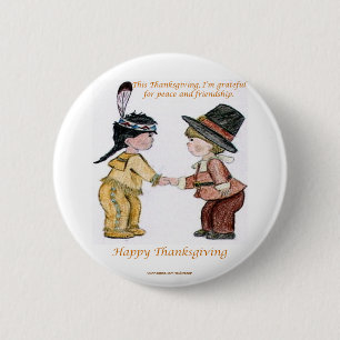 Badge Rond 5 Cm Amitié et paix de thanksgiving