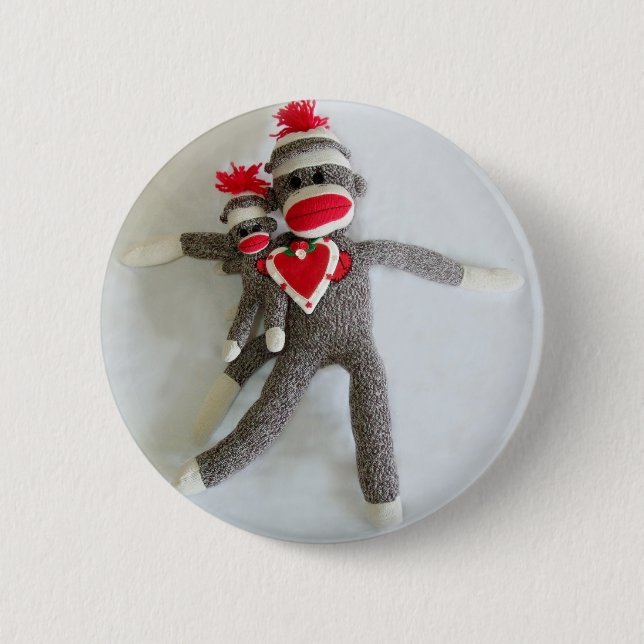 Badge Rond 5 Cm Amour #1 de singe de chaussette (Devant)