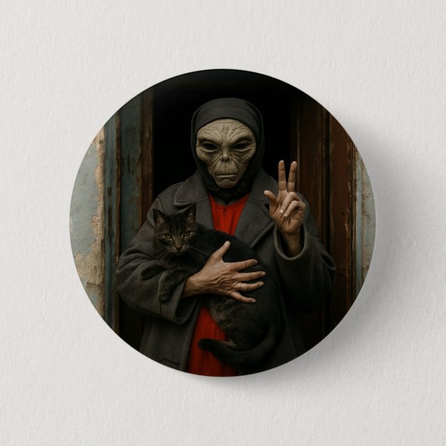 Badge Rond 5 Cm Amour Alien (Devant)