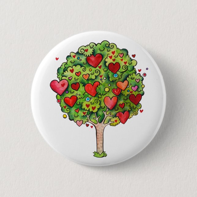 Badge Rond 5 Cm Amour Arbre (Devant)