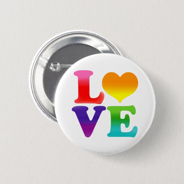 Badge Rond 5 Cm Amour arc-en-ciel  (Devant & derrière)