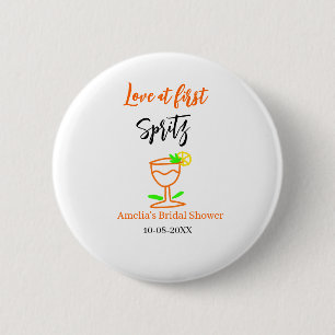 Badge Rond 5 Cm Amour au premier spritz orange noir enterrement de