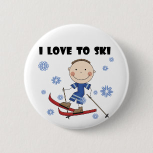 Badge Rond 5 Cm Amour au ski - T-shirts et cadeaux de garçon