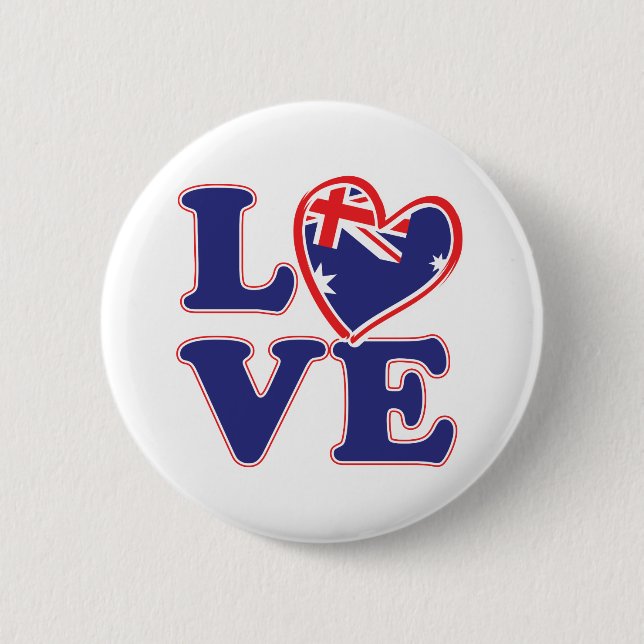 Badge Rond 5 Cm AMOUR-avec-Australie-Coeur (Devant)