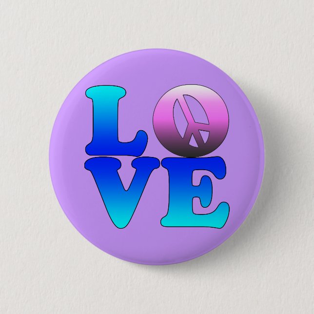 Badge Rond 5 Cm Amour avec le signe de paix (Devant)