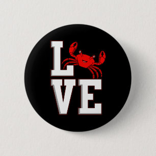 Badge Rond 5 Cm Amour Crabes Fruits de mer Crabe Crabe Homard Mer