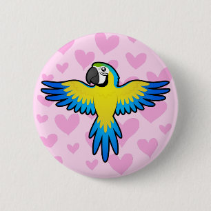 Badge Rond 5 Cm Amour d'ara/perroquet